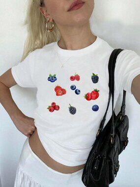 Berries Baby Tee | Fruit Pinterest Aesthetic Shirt | Cute Y2K Graphic Tee